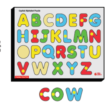 Capital alphabet tray with knobs