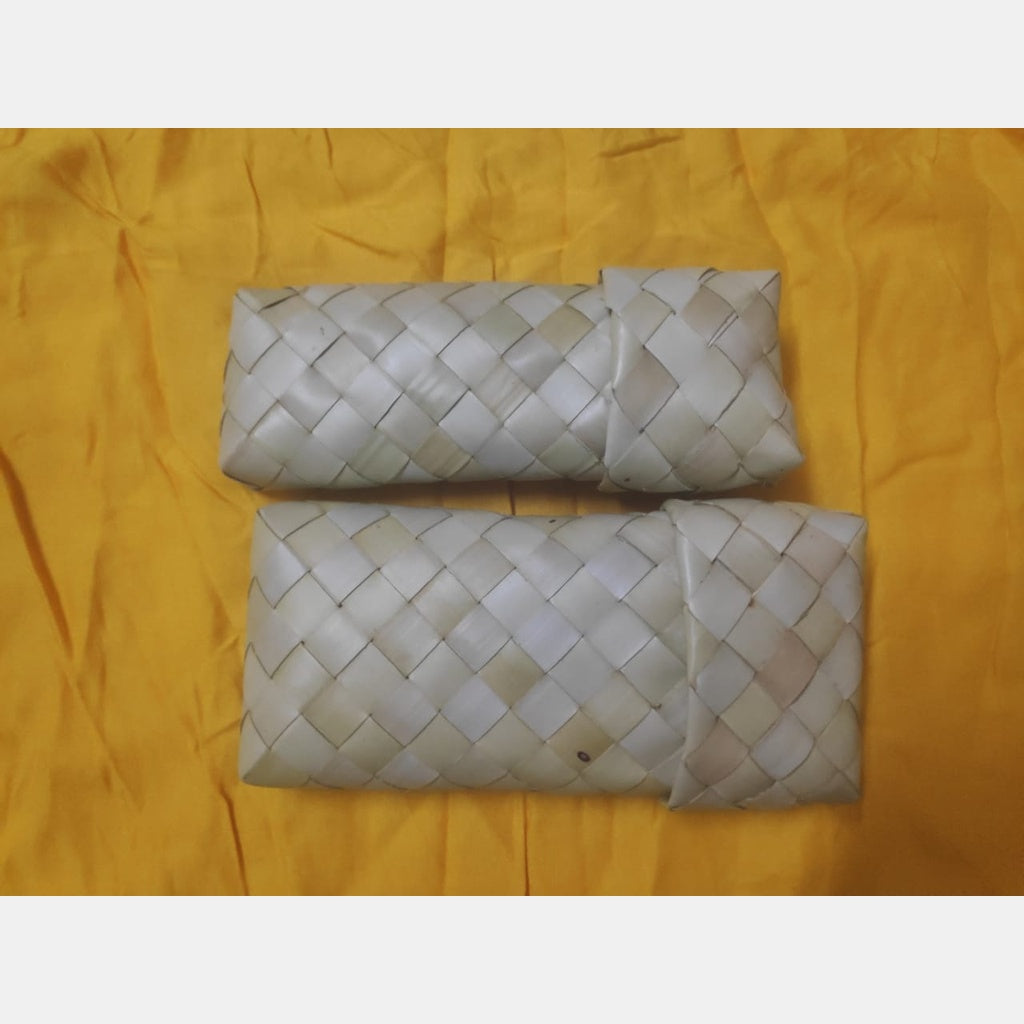 Palm leaf box~ plain~ Size: 3*6